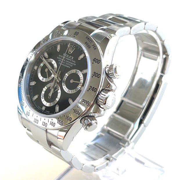 Pre-owned Rolex oyster perpetual cosmograph daytona 116520 watch black dial 40mm with original box and papers