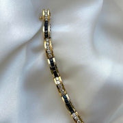 14K Two-Tone Gold Sapphire & Diamond Tennis Bracelet
