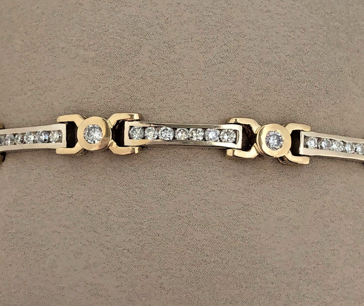 Estate Ladies 14K Yellow Gold Natural Diamond app 3.0ctw Tennis Bracelet 7.25 inches