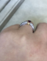 18K 2 TONE Solid Gold Natural Ruby 0.95 carat and Diamond 0.54 carat Ring size 6.75