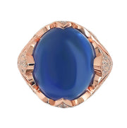 Stunning Star Sapphire Ring featuring a 23.33ct blue cabochon star sapphire at its center, showcasing deep blue color