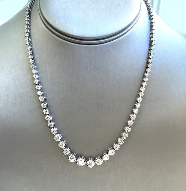 Natural 12.0ctw round brilliant Diamonds set in 18k white gold necklace 17inches