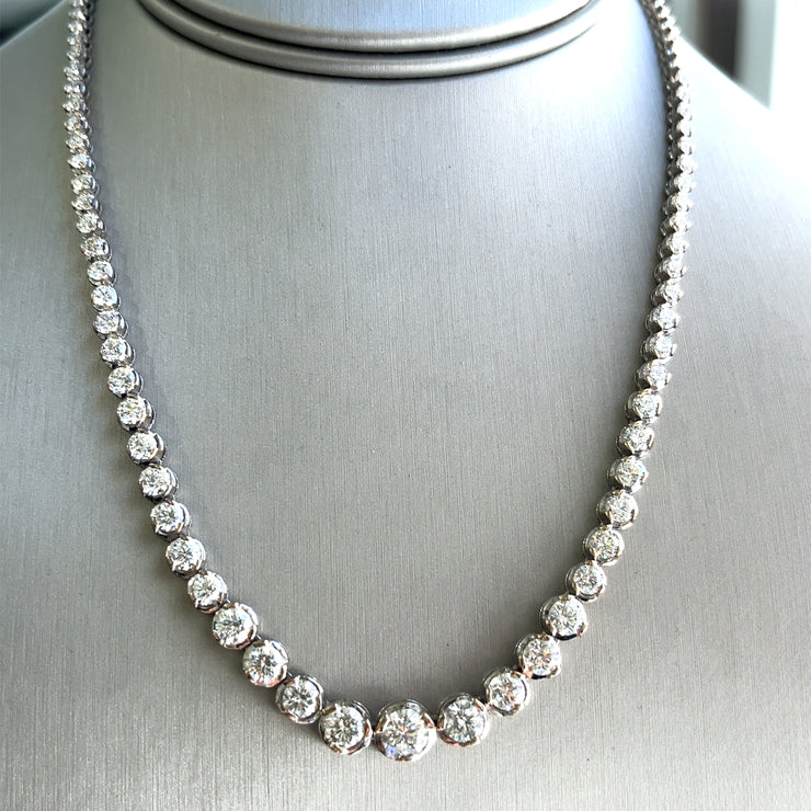 Natural 12.0ctw round brilliant Diamonds set in 18k white gold necklace 17inches