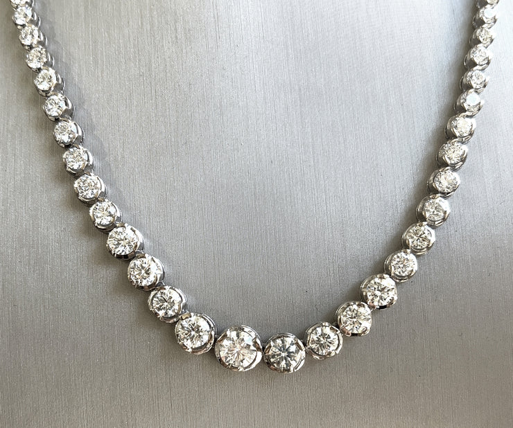 Natural 12.0ctw round brilliant Diamonds set in 18k white gold necklace 17inches