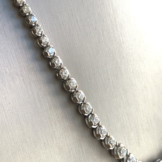 Natural 12.0ctw round brilliant Diamonds set in 18k white gold necklace 17inches