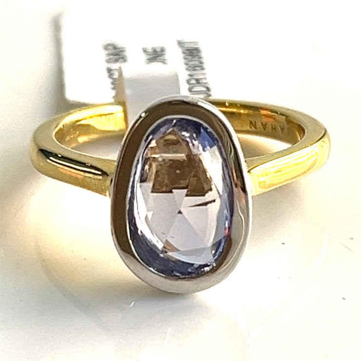 Natural Pale Purple No-Heat Sylon Sapphire & Two toned 18K Gold Ring size 6.5