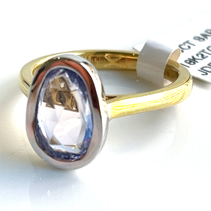 Natural Pale Purple No-Heat Sylon Sapphire & Two toned 18K Gold Ring size 6.5