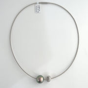 Tahitian Black Pearl 14.5mm with Natural Diamonds 0.66ctw Platinum necklace