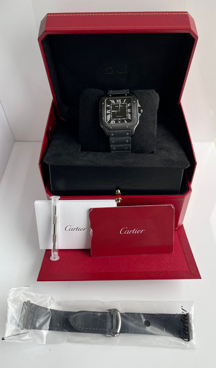 Pictured the complete set with watch, box, papers, tool and extra strap.
