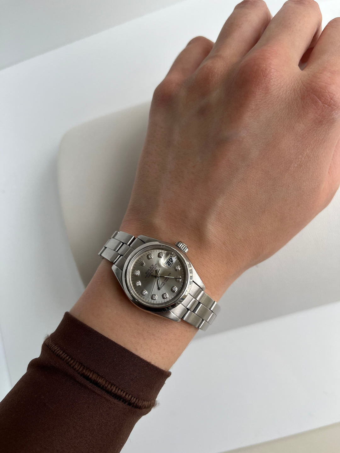 Vintage Rolex Lady-Datejust Oyster Perpetual 26MM Silver Diamond
