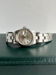 The diamond dial Rolex shown in detail.