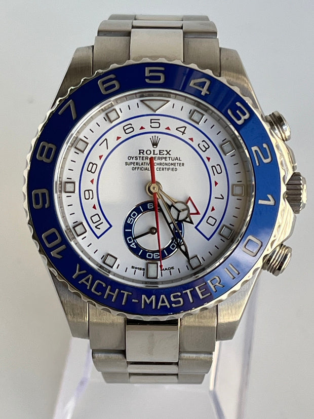 Rolex Yacht-Master II - 116680 Stainless Oyster Bracelet White Dial Blue Bezel