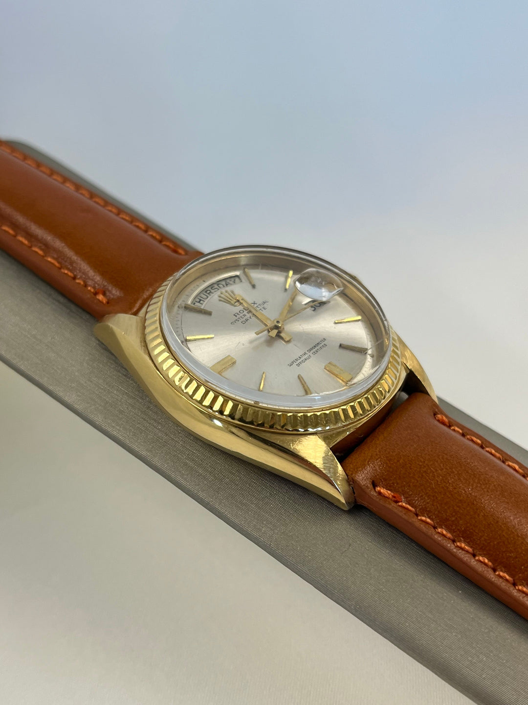 Rolex Day-Date 1803 36mm 18k Yellow Gold Brown Leather Strap