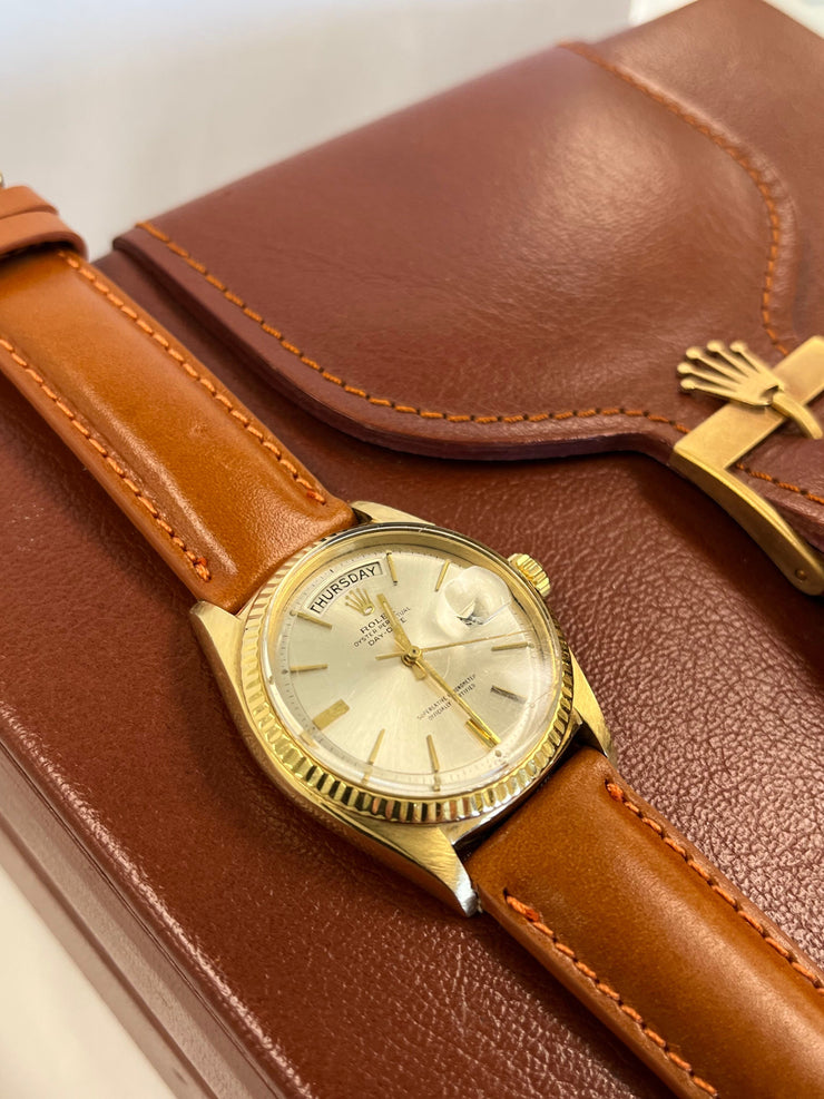 むぅ〜たん Rolex Day-Date 1803 36mm 18k Yellow Gold Brown Leather Strap
