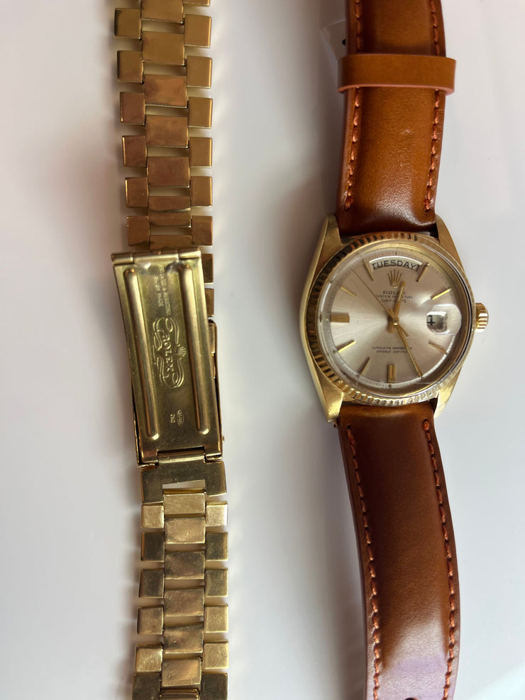 Rolex Day-Date 1803 36mm 18k Yellow Gold Brown Leather Strap