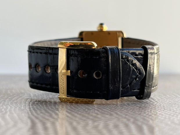 Pre-owned Cartier 18k Yellow Gold mini Tank Divan Watch with service paper