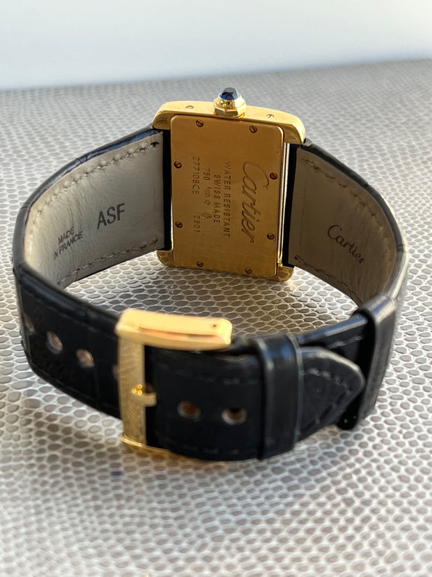 Pre-owned Cartier 18k Yellow Gold mini Tank Divan Watch with service paper