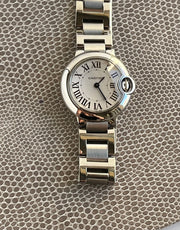Pre-owned Cartier Ballon Bleu Silver 28 mm W69010Z4 Original Box & Papers