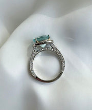 4.54 CT Aquamarine & Natural 1.90 CTW Diamonds Estate Ring in 14K White Gold