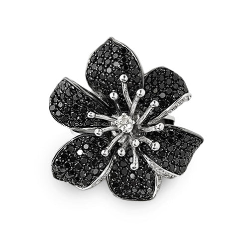 Black & White Diamond Convertible Flower Ring