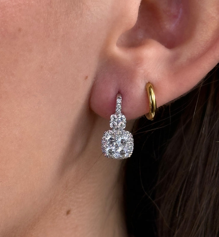 Diamond Cluster Drop Earrings