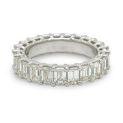 4.42 CTW Emerald Cut Diamond Eternity Band in 18K White Gold