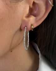 3 CTW Diamond Hoop Earrings in 14K White Gold