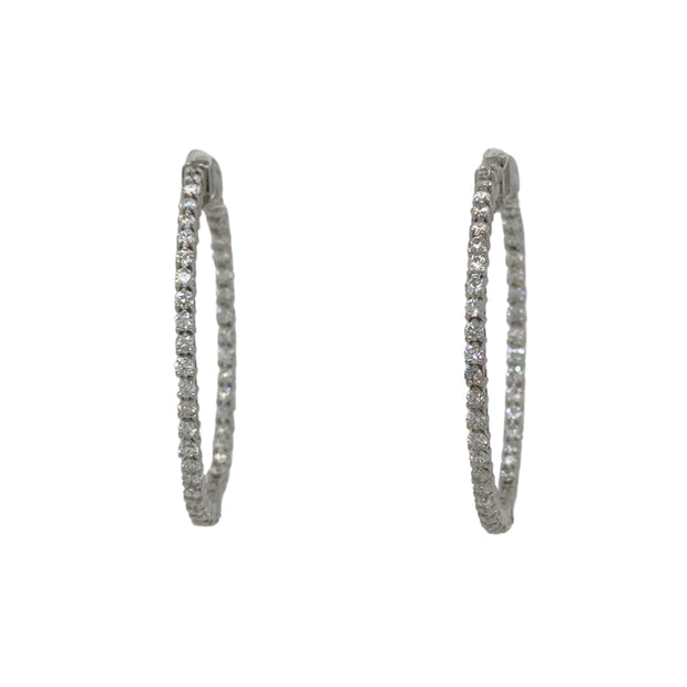 2.6 CTW Diamond Inside Out Hoop Earrings in 18K White Gold