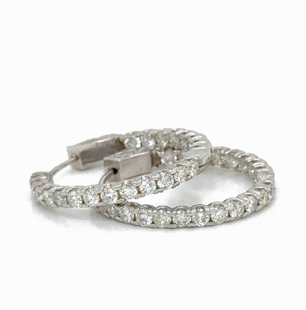 2.5 CTW Diamond Hoop Earrings in 14K White Gold