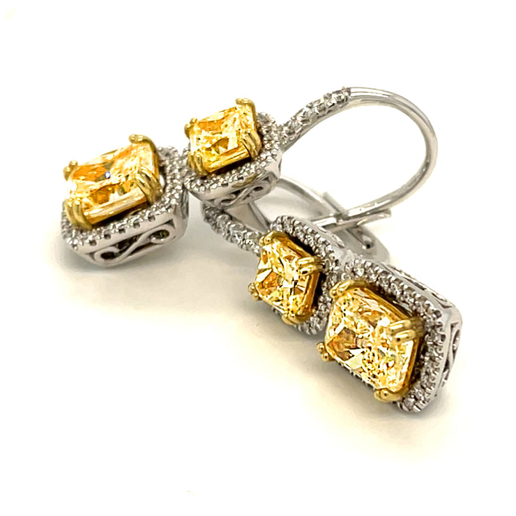 Fancy Yellow Diamond Drop Earrings