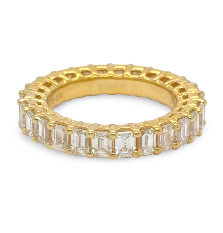 3.82 CTW Emerald Diamond Eternity Band in 14K Yellow Gold