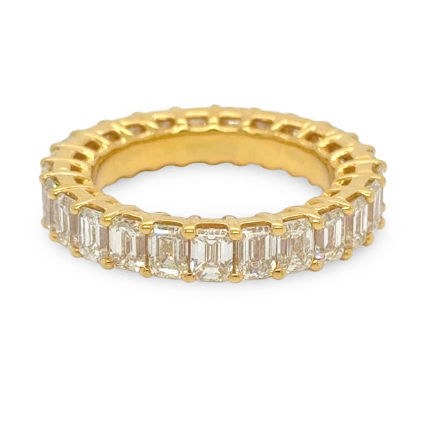 5.09 CTW Emerald Cut Diamond Eternity Band in 14K Yellow Gold