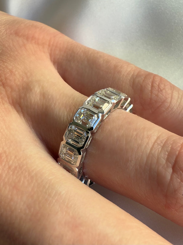 Emerald Cut Diamond Bezel Eternity Band