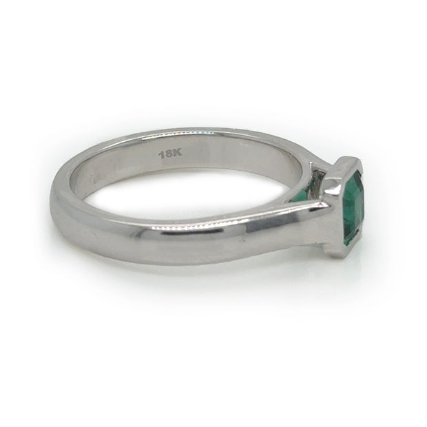 Emerald White Gold Bezel Ring