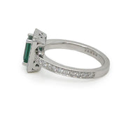 Emerald with Diamond Halo Ring