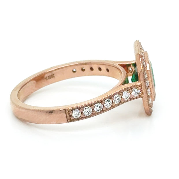 Emerald and Diamond Rose Gold Ring