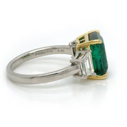 Emerald and Diamond Trapezoid Ring