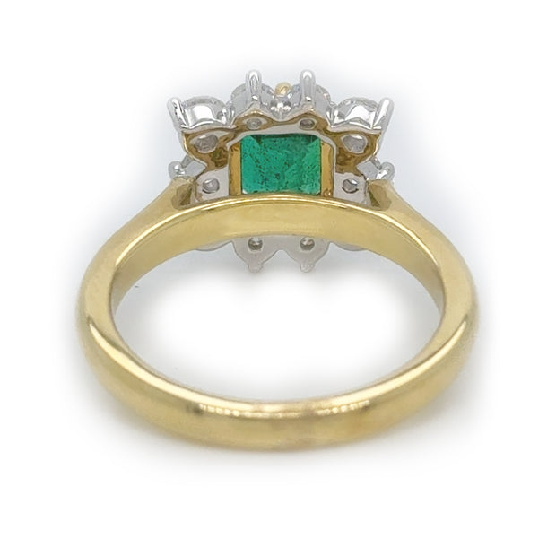 Emerald and Diamond Halo Ring