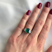 Emerald and Diamond Trapezoid Ring