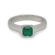 Emerald White Gold Bezel Ring