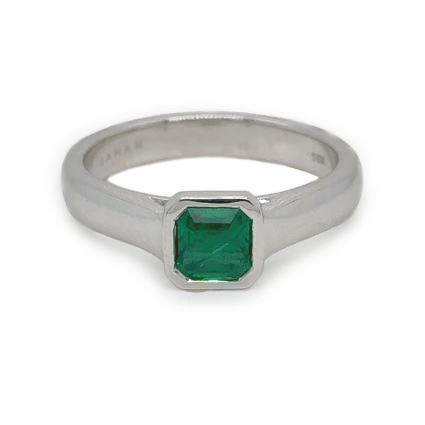 Emerald White Gold Bezel Ring