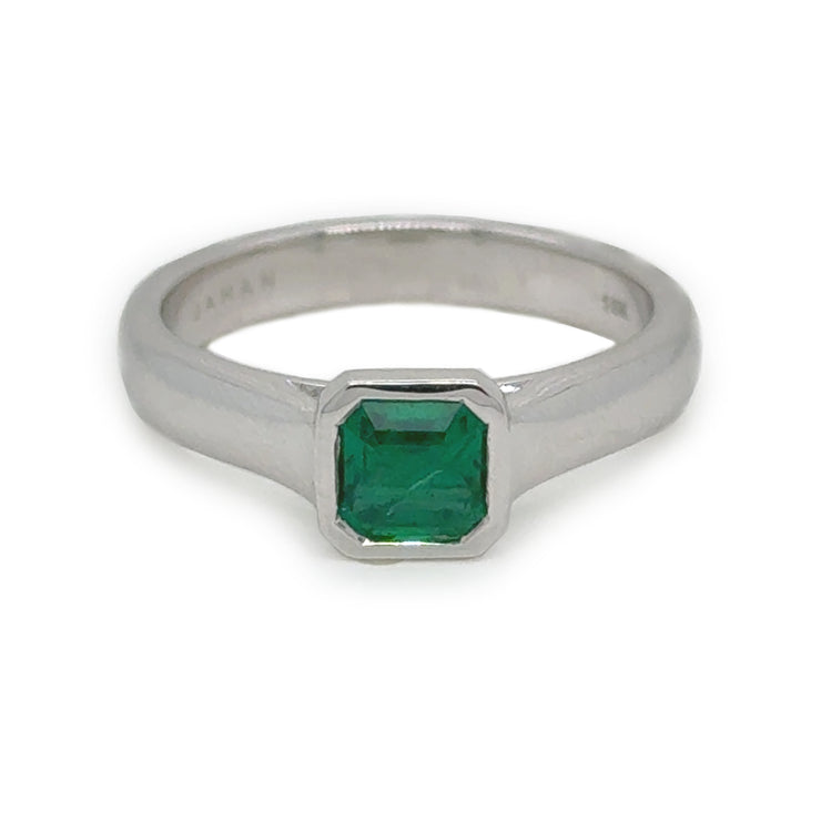 Emerald White Gold Bezel Ring