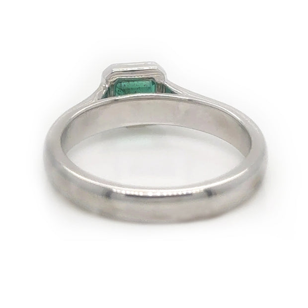 Emerald White Gold Bezel Ring