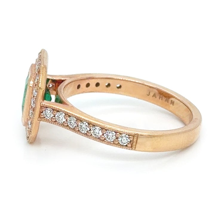 Emerald and Diamond Rose Gold Ring