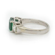 Emerald and Princess Cut Diamond Ring