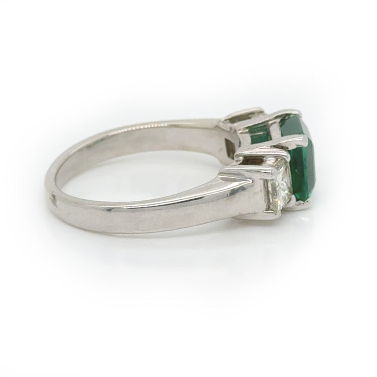 Emerald and Princess Cut Diamond Ring