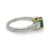 Two-Toned Green Emerald and Diamond Ring