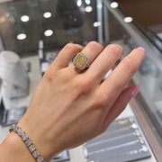 7.02 CT Fancy Yellow Radiant Cut Diamond Engagement Ring