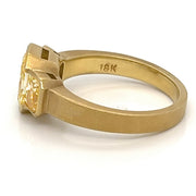 18K Yellow Gold Matte Finish 1.55 CT Radiant Yellow Diamond 0.60 CTW Side Yellow Diamonds