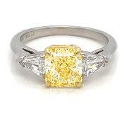 Platinum 18K Yellow Gold 2.15 CT Fancy Yellow Radiant 0.60 CTW Kite Diamonds